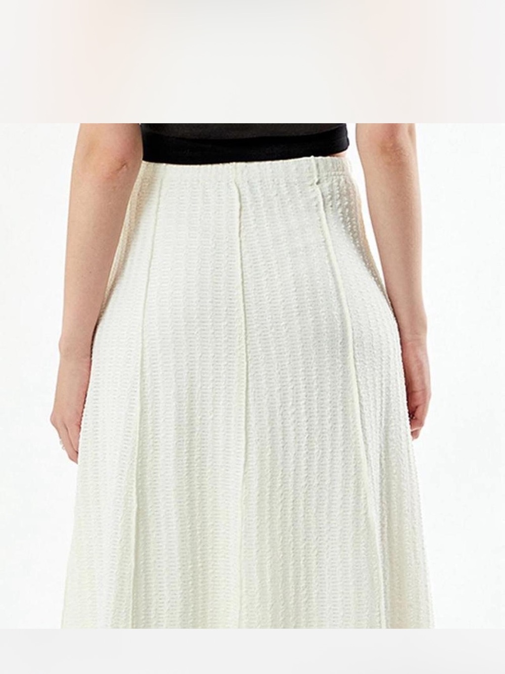 Women's Cream Textured A-Line Skirt